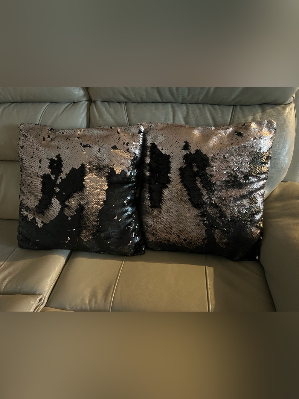 Sequin Decorative Pillow 2 pcs - Black & Silver